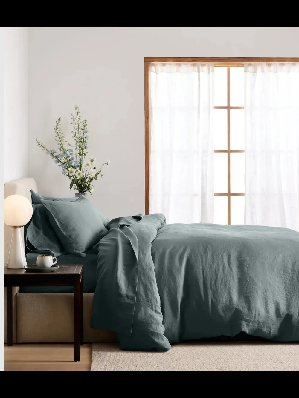 Quince European Linen Duvet Cover In Ocean, Sz Twin MSRP $134, New